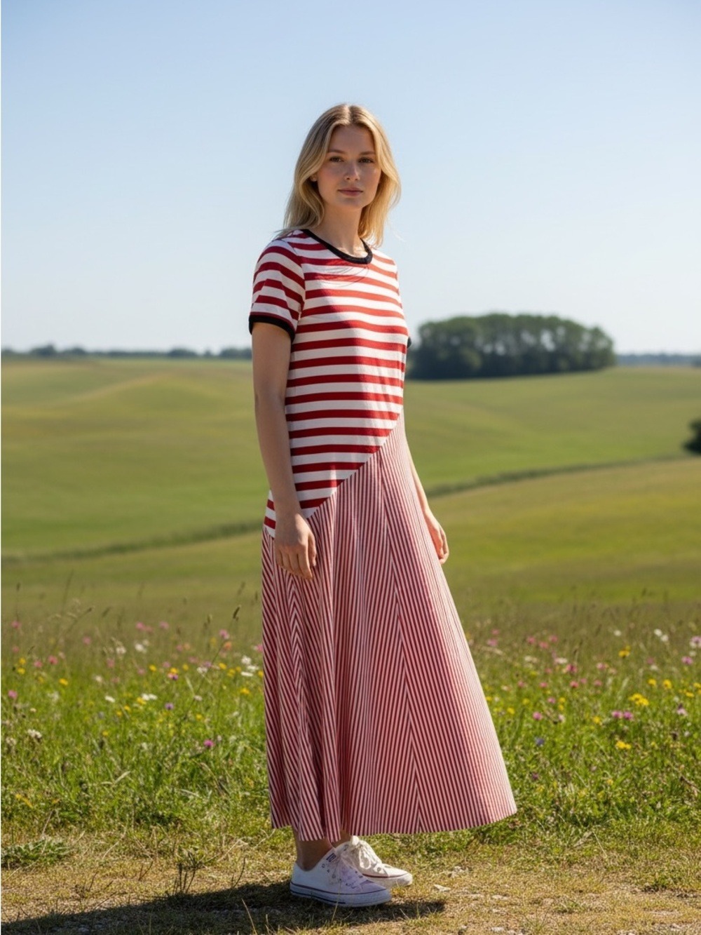 Who What Wear Striped Maxi T-Shirt Dress Size XS